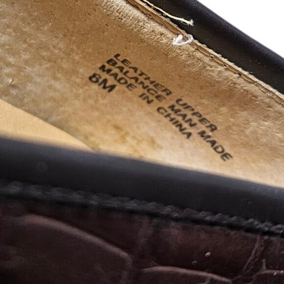 Vintage y2K Anne Klein 8 Brown Croc Embossed Leather Square Toe Pump Classic - Picture 2 of 7